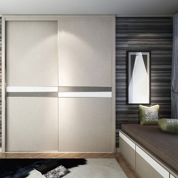 Modern Wood Grain Melamine Sliding Door Wardrobe YG11564