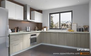 Modern Melamine Wood Grain Kitchen Cabinet OP20-M02 - OPPEIN Kitchen in ...